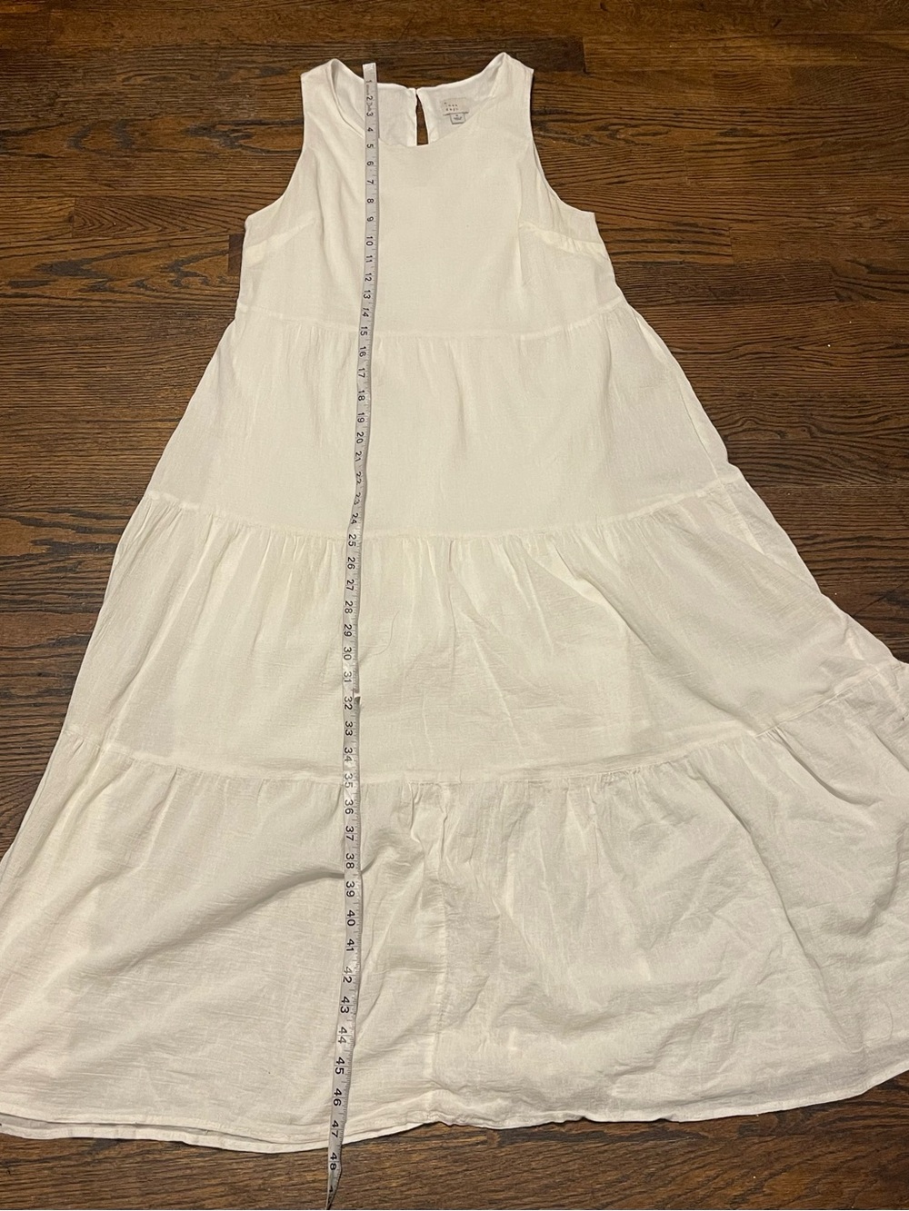 Sleeveless White Tiered Maxi Dress - Casual Summer Dress size S 100% cotton - Picture 7 of 14